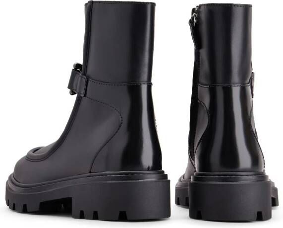 Tod's logo-engraved zipped leather boots Black