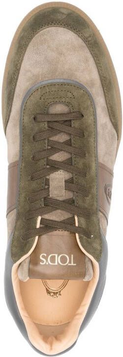 Tod's logo-patch low top sneakers Green