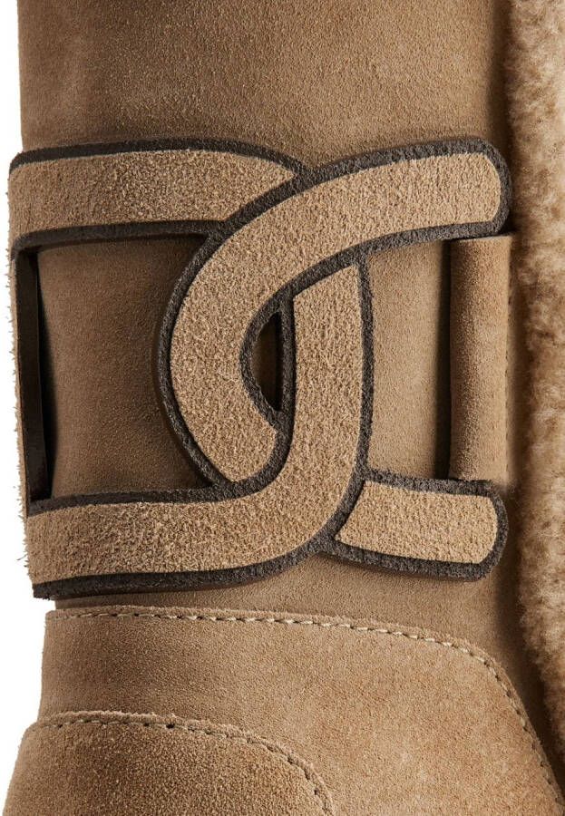 Tod's logo-patch suede boots Neutrals