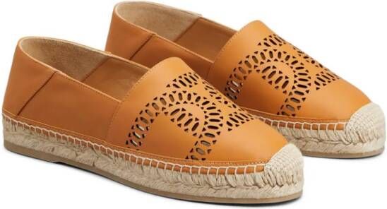 Tod's logo-perforated leather espadrilles Neutrals