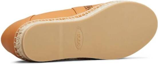 Tod's logo-perforated leather espadrilles Neutrals