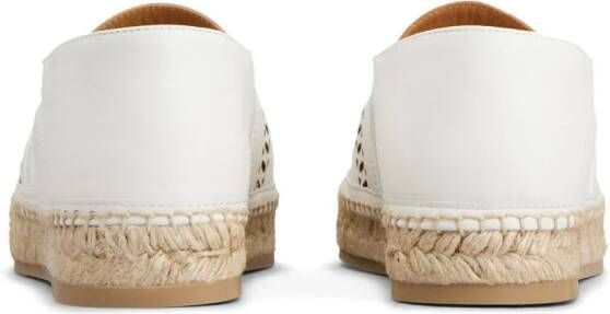 Tod's logo-perforated leather espadrilles White