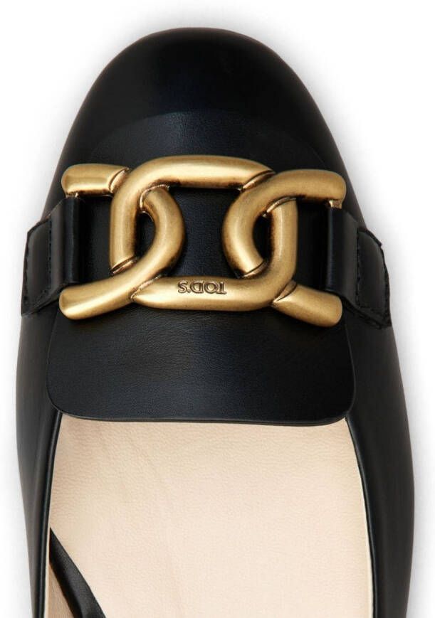 Tod's logo-plaque ballerina shoes Black