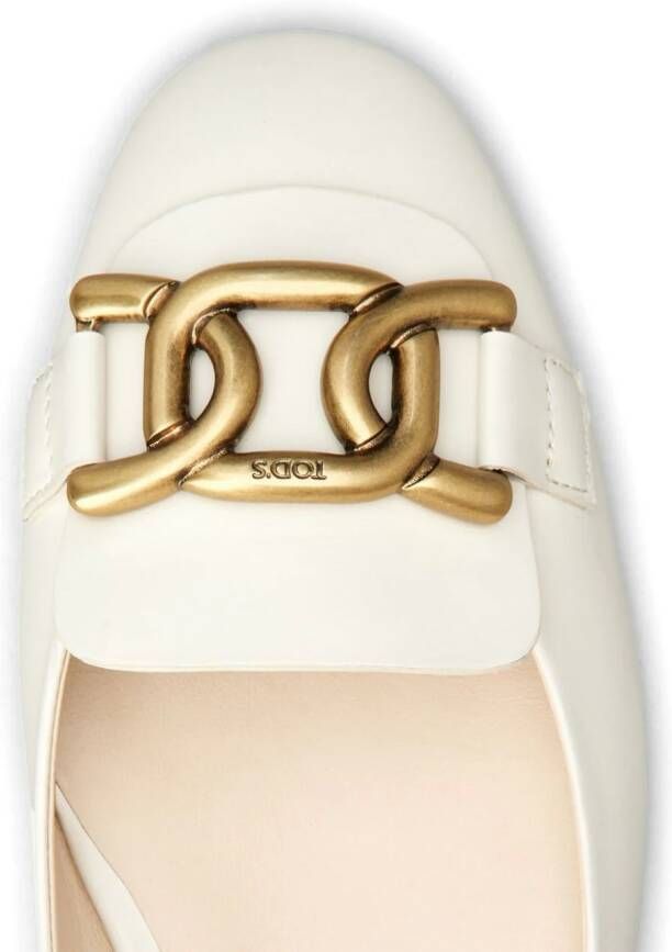 Tod's logo-plaque ballerina shoes White