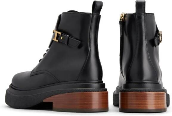 Tod's logo-plaque leather ankle boots Black