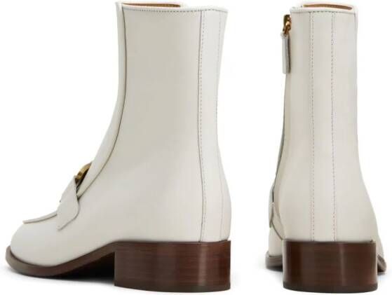 Tod's logo-plaque leather ankle boots White