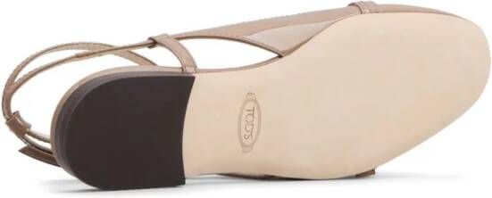 Tod's logo-plaque leather ballerina shoes Neutrals