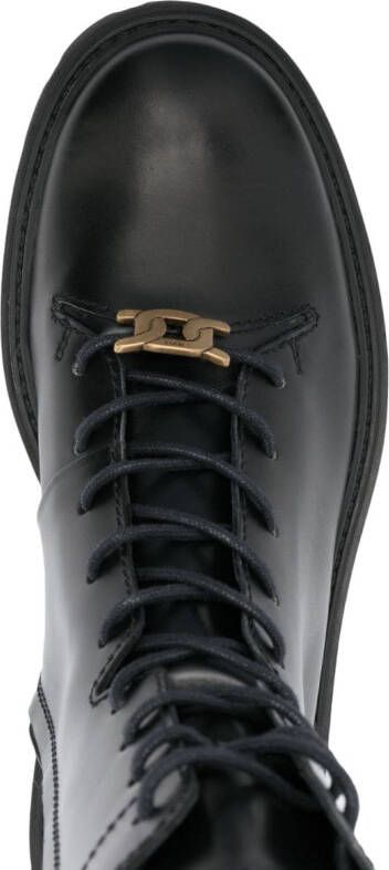 Tod's logo-plaque leather boots Black