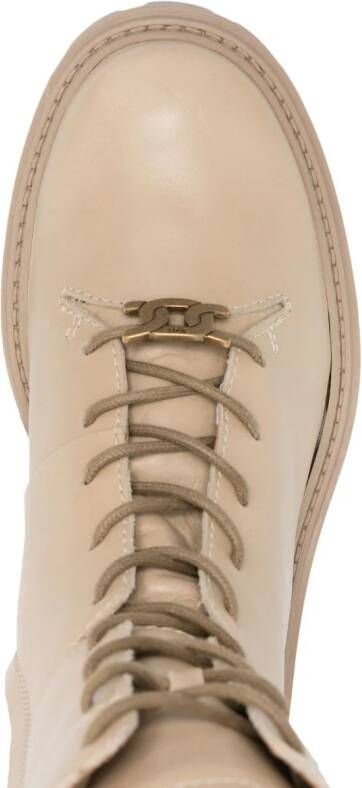 Tod's logo-plaque leather boots Neutrals