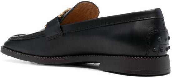 Tod's logo plaque leather loafers Black