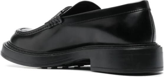 Tod's logo-plaque leather loafers Black
