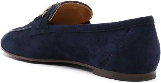 Tod's logo-plaque leather loafers Blue