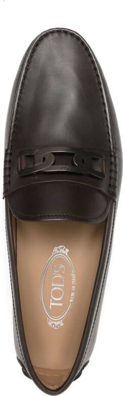 Tod's logo-plaque leather loafers Brown