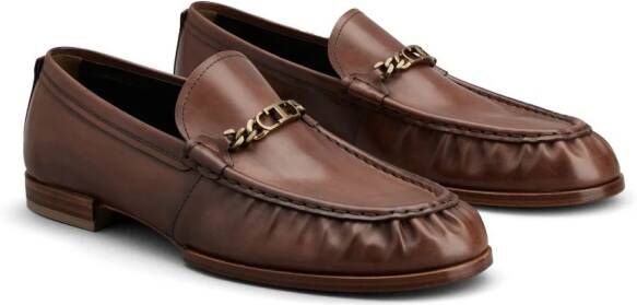 Tod's logo-plaque leather loafers Brown