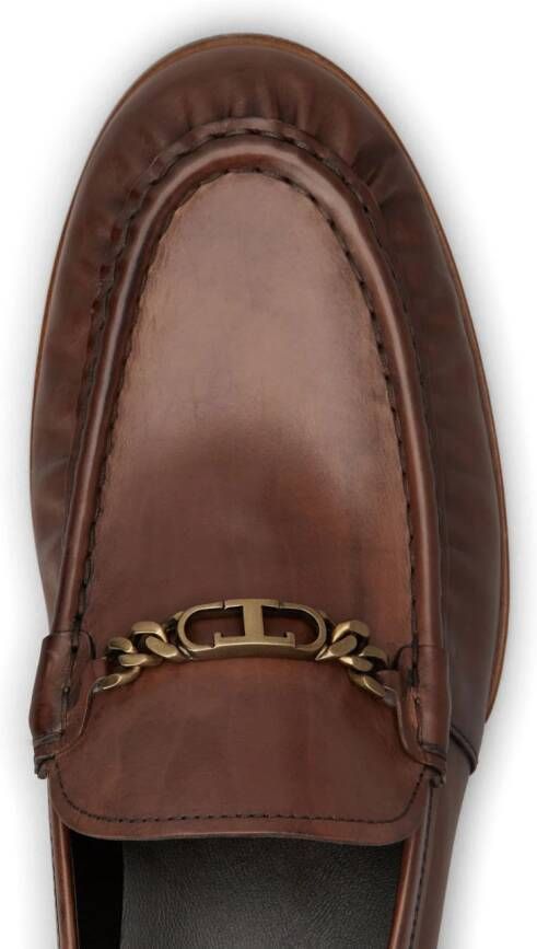 Tod's logo-plaque leather loafers Brown