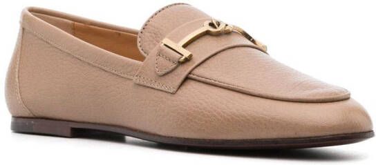 Tod's logo-plaque leather loafers Neutrals