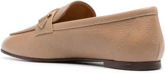 Tod's logo-plaque leather loafers Neutrals