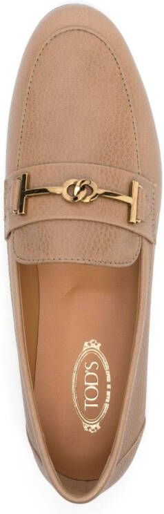 Tod's logo-plaque leather loafers Neutrals