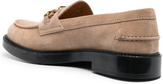 Tod's logo-plaque leather loafers Neutrals