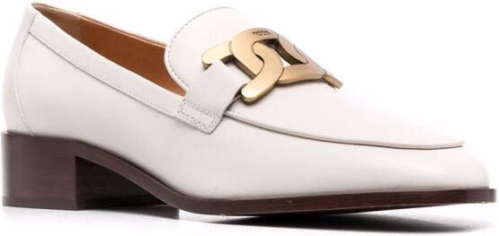 Tod's logo-plaque leather loafers Neutrals