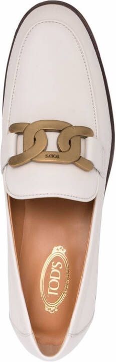 Tod's logo-plaque leather loafers Neutrals