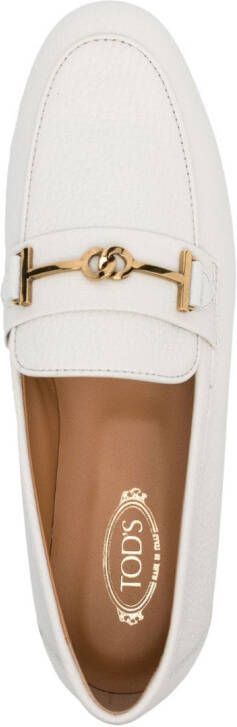 Tod's logo-plaque leather loafers White