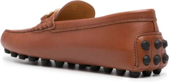 Tod's logo-plaque leather moccasins Brown