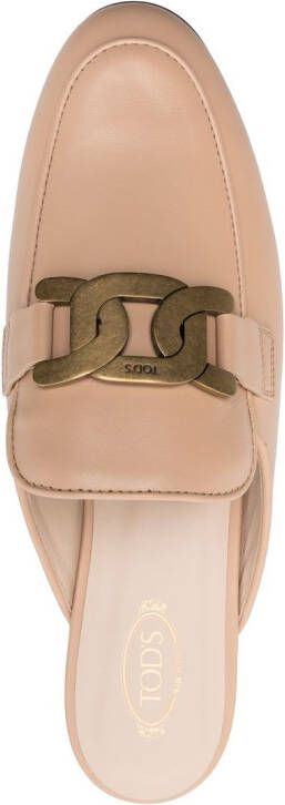 Tod's logo-plaque leather mules Neutrals