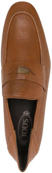 Tod's logo-plaque leather penny loafers Brown