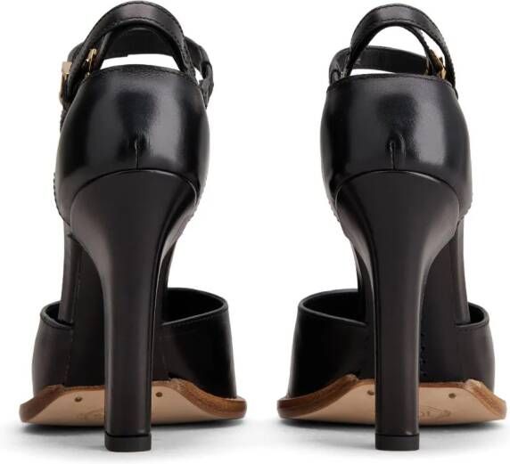 Tod's logo-plaque leather pumps Black