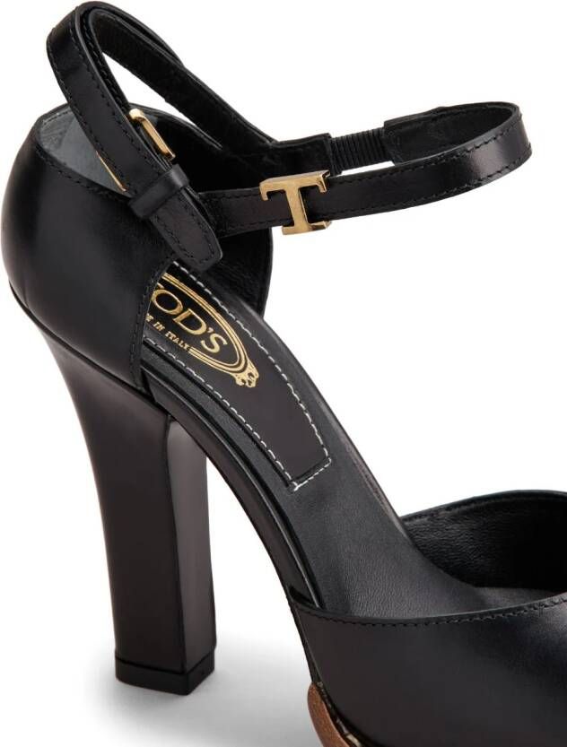 Tod's logo-plaque leather pumps Black