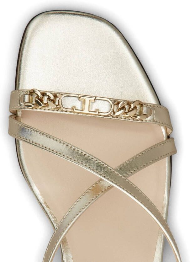 Tod's logo-plaque leather sandals Gold