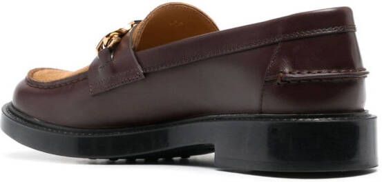 Tod's logo-plaque panelled loafers Brown
