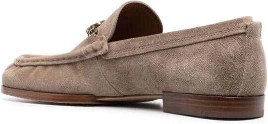 Tod's logo-plaque suede loafers Brown