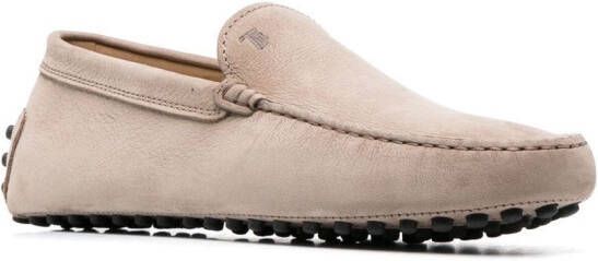 Tod's logo-plaque suede loafers Neutrals