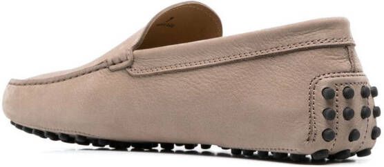 Tod's logo-plaque suede loafers Neutrals