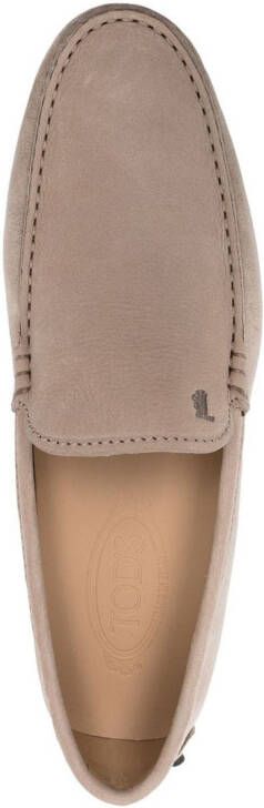 Tod's logo-plaque suede loafers Neutrals