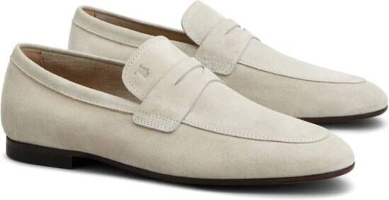 Tod's logo-stamp suede loafers Neutrals