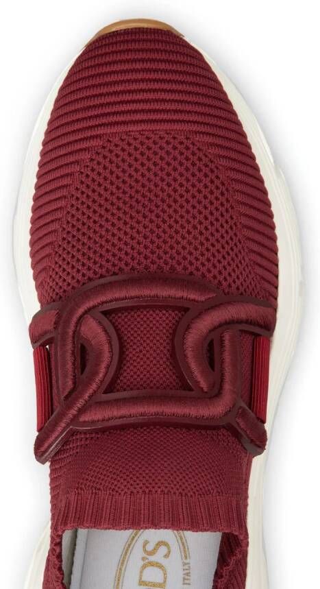 Tod's logo-strap almond-toe sneakers Red