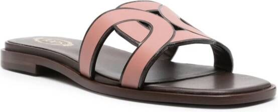 Tod's logo-strap slide sandals Brown
