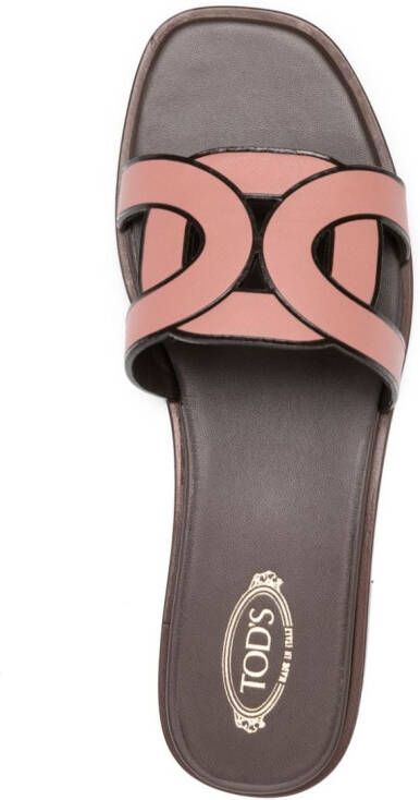 Tod's logo-strap slide sandals Brown