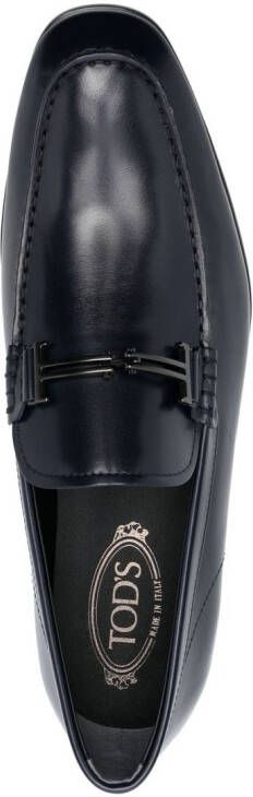 Tod's logo-trim leather loafers Blue