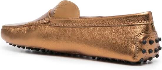 Tod's metallic-finish leather loafers Gold