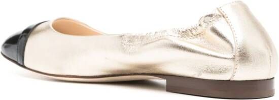 Tod's metallic-leather ballerina shoes Gold