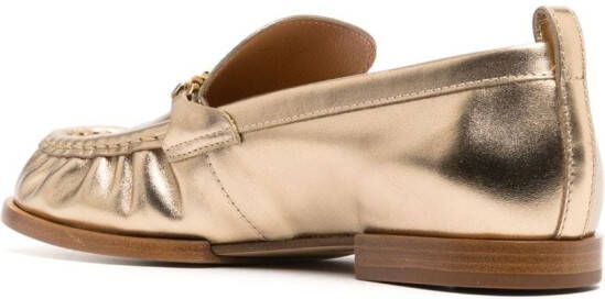 Tod's metallic leather loafers Gold