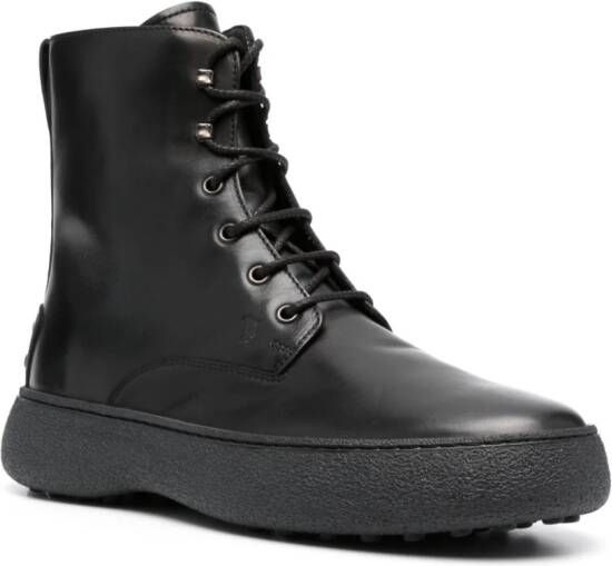Tod's Montone lace-up leather boots Black