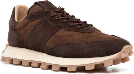 Tod's panelled lace-up suede sneakers Brown