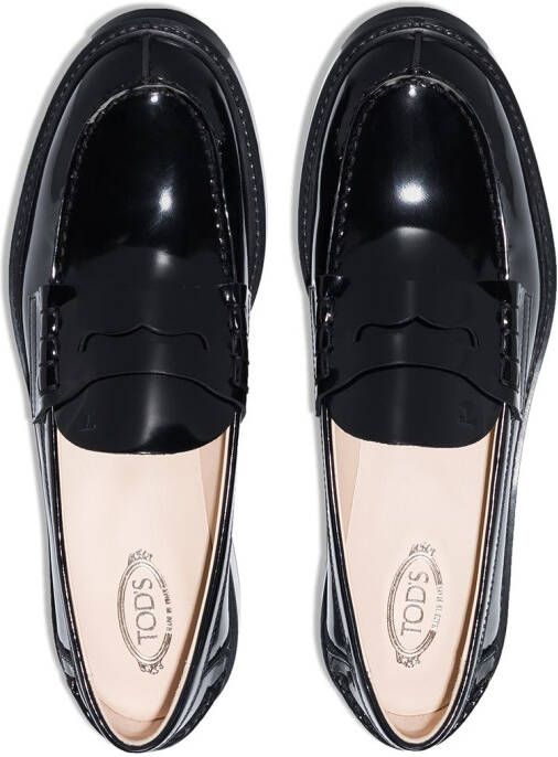 Tod's patent leather penny loafers Black