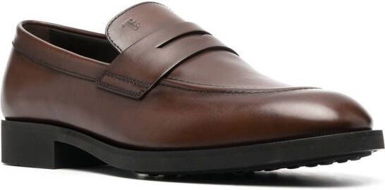 Tod's penny-slot leather loafers Brown