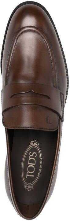 Tod's penny-slot leather loafers Brown